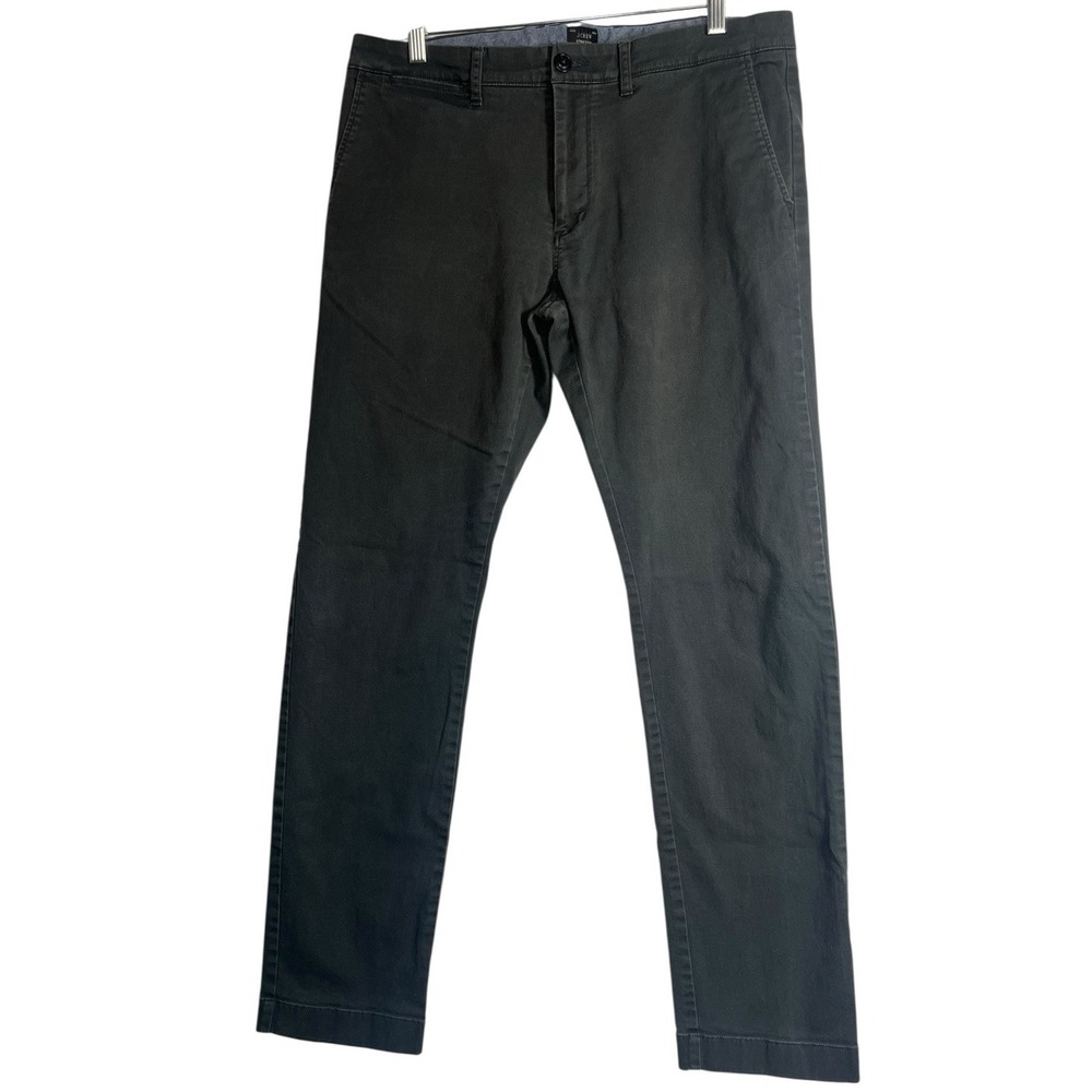 J. Crew 33x32 Men's‎ Pants 484 Slim Fit Stretch Chino Dark Green Gray